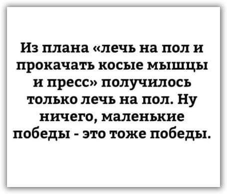 Из плана лечь на пол и прокачать косые мышцы и пресс получилось только лечь на пол Ну ничего маленькие победы это тоже победы