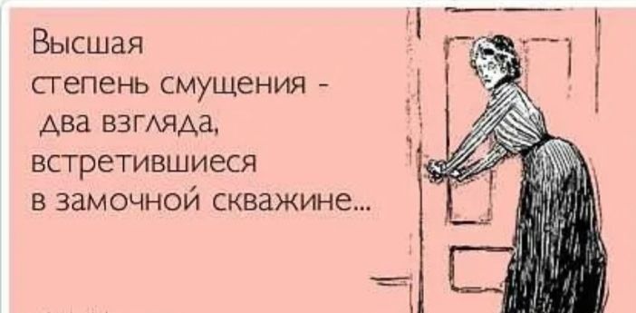 Высшая сгепень смущения два ВЗГАЯАа встретившиеся в замочной скважине