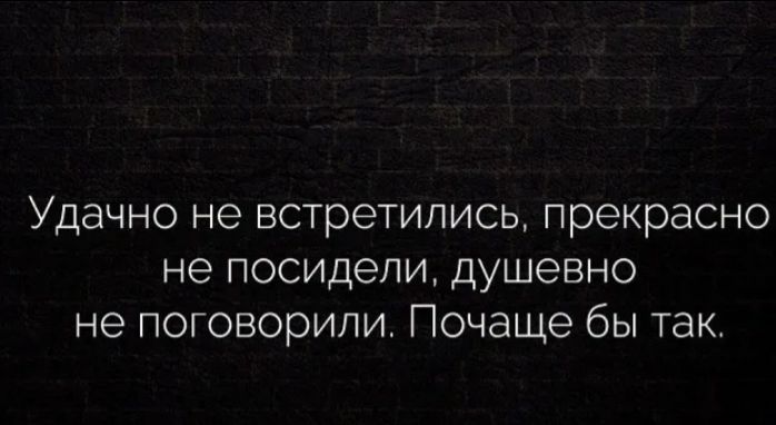 Удачно не встретились прекрасно не посидели душевно не поговорили Почаще бы так