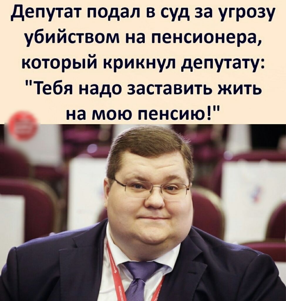 депутат подал в суд за угрозу убийством на пенсионера который крикнул депутату Тебя надо заставить жить на мою пенсию