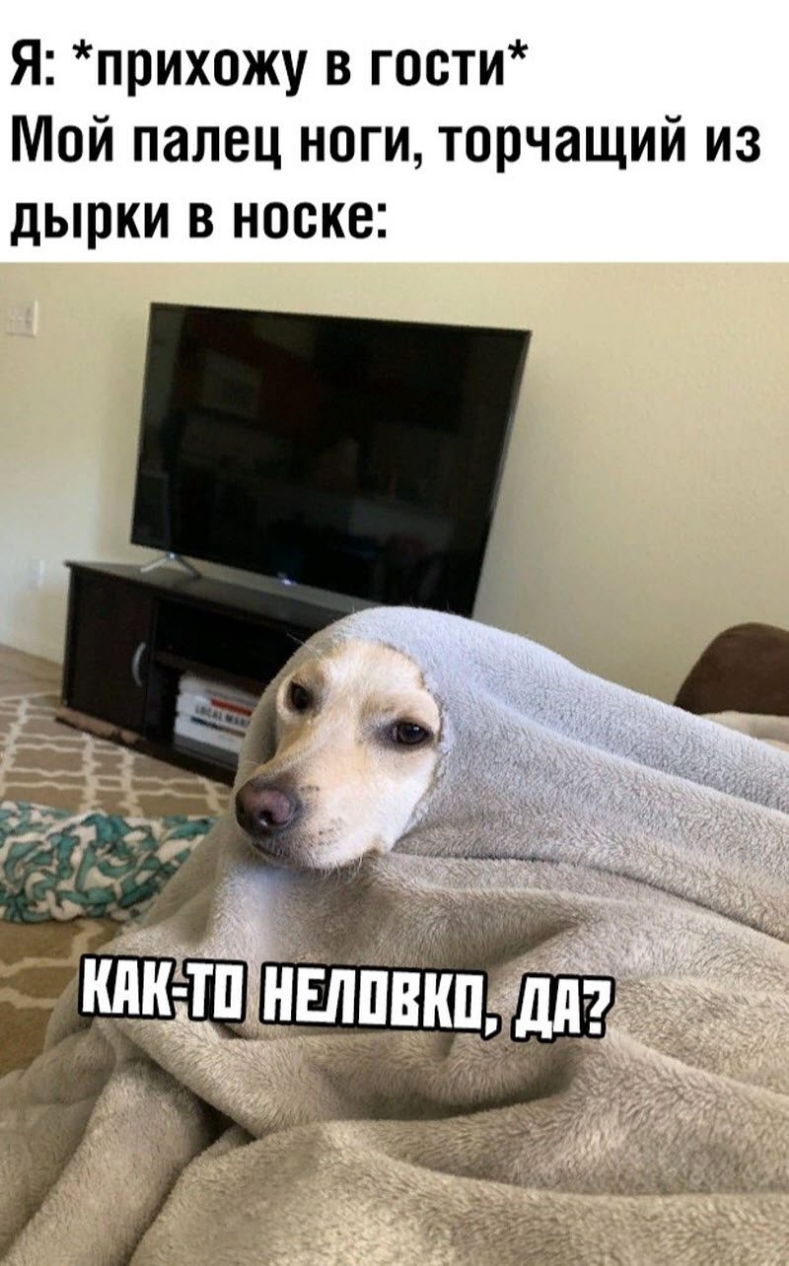 Я прихожу в гости Мой палец ноги торчащий из дырки в носке