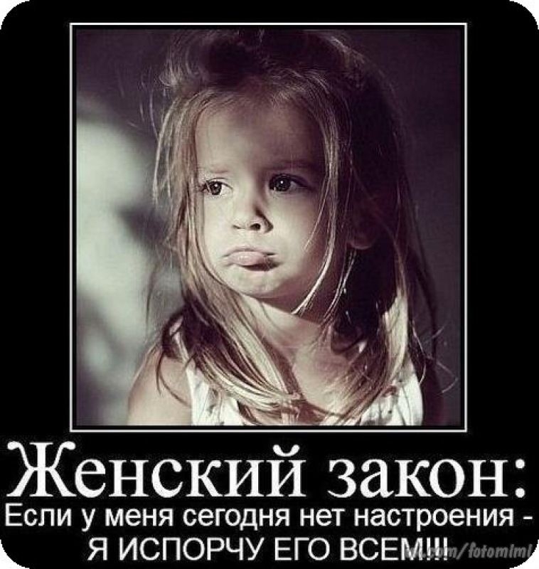 ___ _ я Женский закон Если у меня сегодня нет настроения Я ИСПОРЧУ ЕГО ВСЕМЬЬЬыш