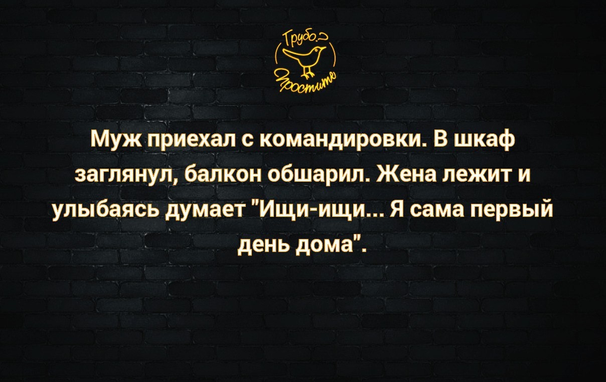 5133 Муж д_7риехал с командировки В шкаф заглянул бапкон обшарил Жена лежит  и улыбаясь думает Ищи ищи Я сама первый день дома - выпуск №69720