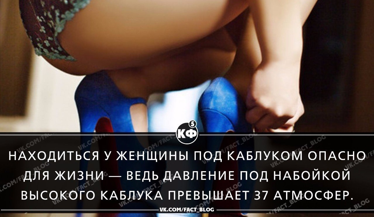 НАХОДИТЬСЯ у жвнщины под КАБЛУКОМ ОПАСНО для жизни ВЕДЬ ДАВЛЕНИЕ под НАБОЙКОЙ высокого КАБЛУКА ПРЕВЫШАЕТ 37 АТМОСФЕР КСМПСТ_БОС _