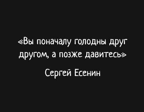Вы поначалу голодны друг другом а позже давитесь Сергей Есенин