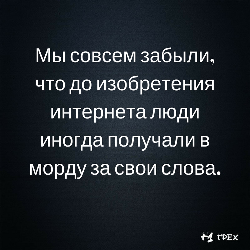 ы совсем забыли что до изобретения интернета люди иногда получали в морду за свои слова