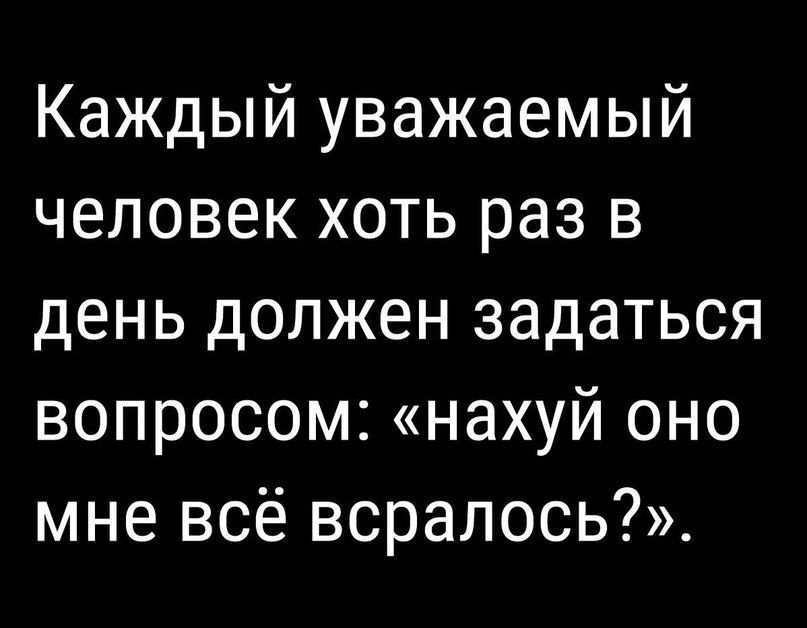 Каждый уважаемый человек хоть раз в день должен задаться вопросом нахуй оно мне всё воралось