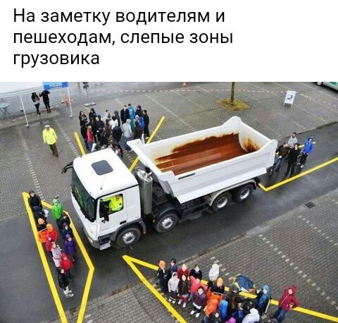 На заметку водителям и пешеходам слепые зоны грузовика