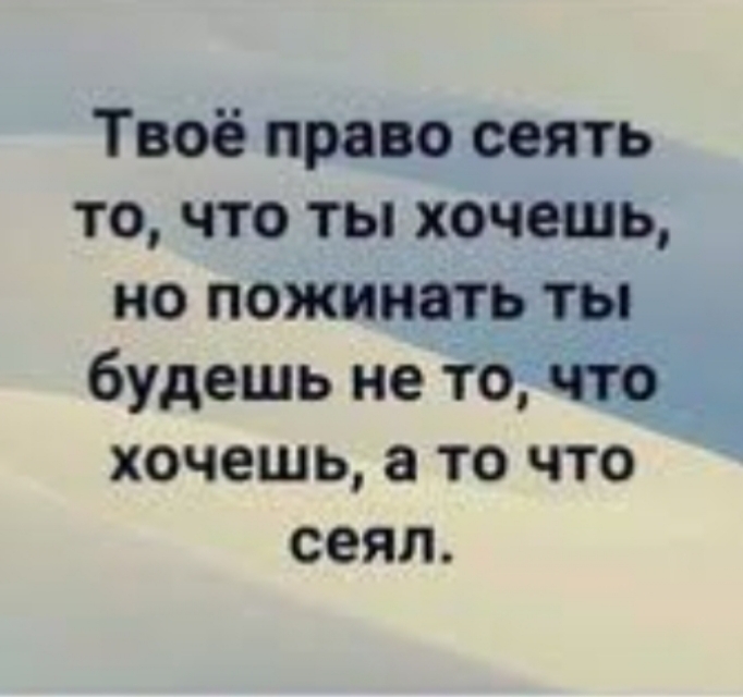 Твоё право сеять то что ты хочешь но пожищь ты будешь не то д ХОЧЕШЬ ТО ЧТО сеял