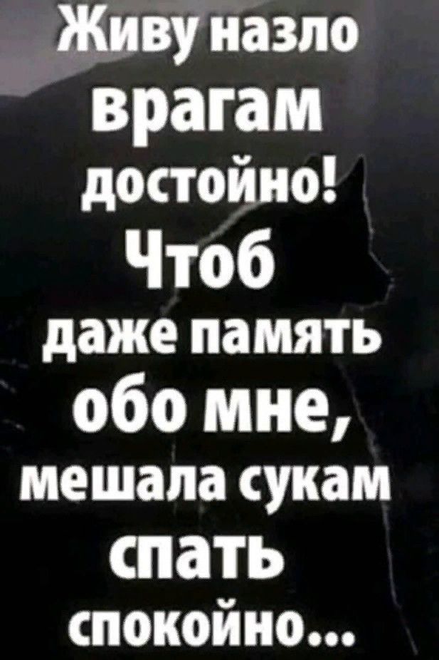 _ Щивуназпо врагам достойно Чтоб даже память обо мне мешала сукам пать спокойно