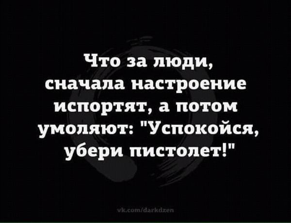 Что за люди сначала настроение испортят а потом умоляют Успокойся убери пистолет