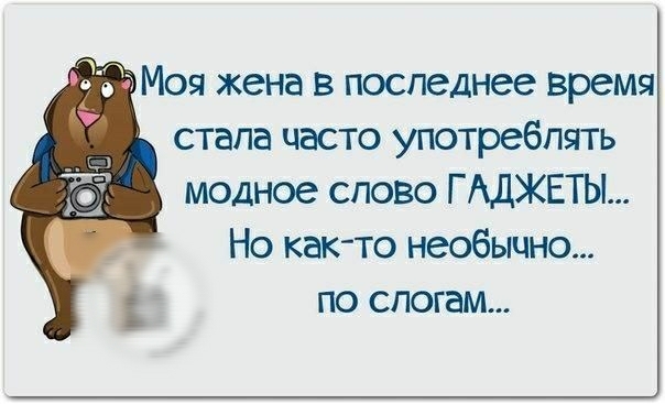 Моя жена в последнее время стала часто употреблять модное слово ГАДЖЕТЫ Но как то необычно по слогам