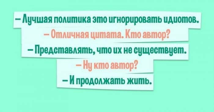 Лучшая политика это игнорировать идиотов _ Отличная цитата Представлять что их не енществцет Ни кто автор И продолжать жить