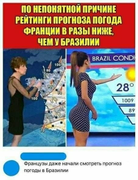 ПИШИПИ ПРИЧИИЕ ГИ ПРШИВЗА ПП пдд ИИ В МБШ ИЖЕ ЧЕМ У БРАЗИПИИ Французы даже начали смшреш прогноз погоды в Бразилии