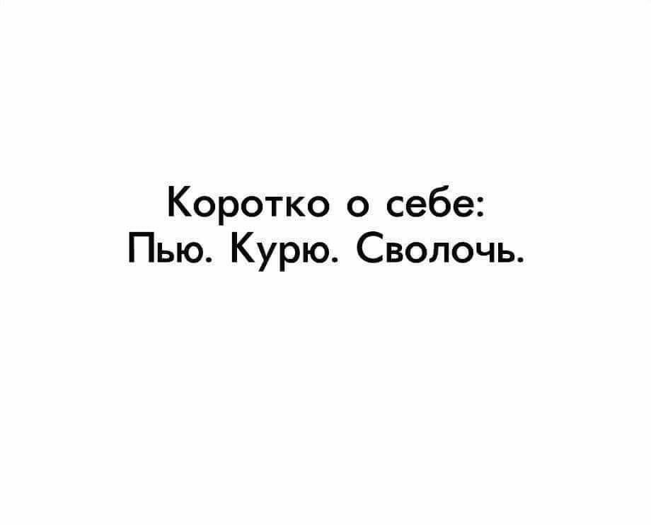 Коротко о себе Пью Курю Сволочь