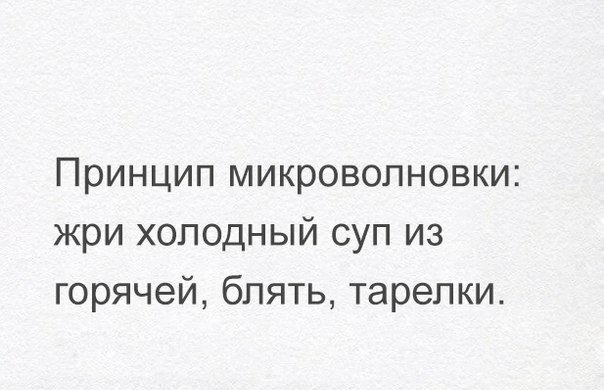 Принцип микроволновки жри холодный суп из горячей блять тарелки