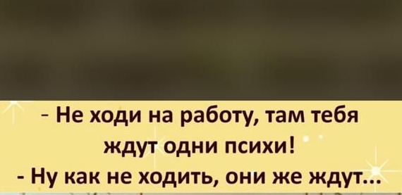 Не ходи на работу там тебя ждут одни психи Ну как не ходить они же ждут