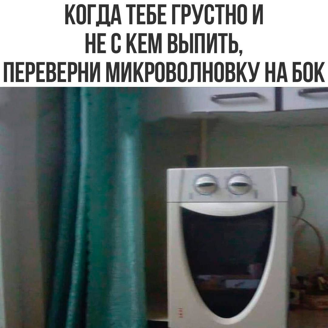 КОГДА ТЕБЕ ГРУСТНО И НЕ С КЕМ ВЫПИТЬ, ПЕРЕВЕРНИ МИКРОВОЛНОВКУ НА БОК
