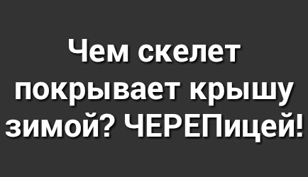 Чем скелет покрывает крышу зимой ЧЕРЕПицей