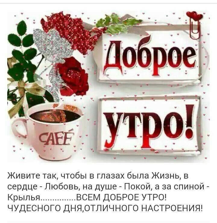 Живите так чтобы в глазах была Жизнь в сердце Любовь на душе Покой а за спиной Крылья ВСЕМ ДОБРОЕ УТРО ЧУДЕСНОГО ДНЯОТЛИЧНОГО НАСТРОЕНИЯ