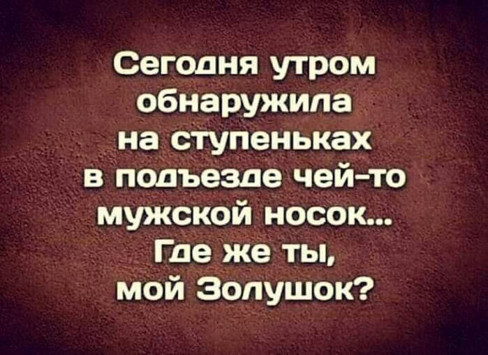 Сегодня утром обнаружила на ступеньках в подъезде чей то мужской носок Где же ты мой Золушок