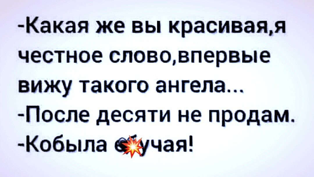Какая же вы красиваяя честное слововпервые вижу такого ангела После десяти не продам Кобыла жчая