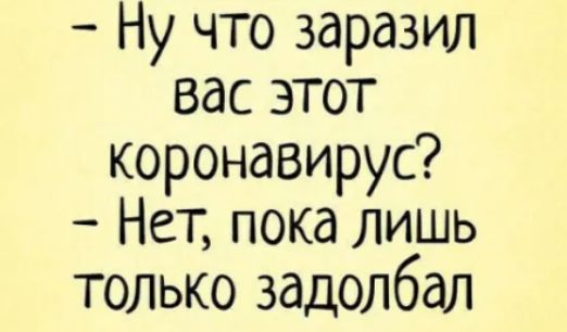 Ну что заразил вас этот коронавирус Нет пока Лишь только задолбал