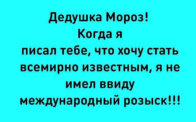 дедушка Мороз Когда я писал тебе что хочу стать всемирно известным я не имел ввиду международный розыск