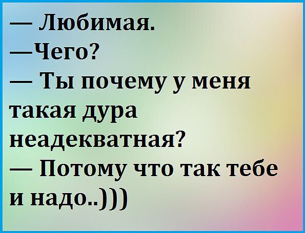 Любимая Чего Ты почему у меня такая дура неадекватная Потому что так тебе и надо