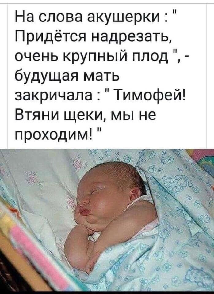 На слова акушерки Придётся надрезать очень крупный плод будущая мать закричала Тимофей Втяни щеки мы не проходим