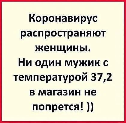 Коронавирус распространяют женщины Ни один мужик с температурой 372 в магазин не попрется