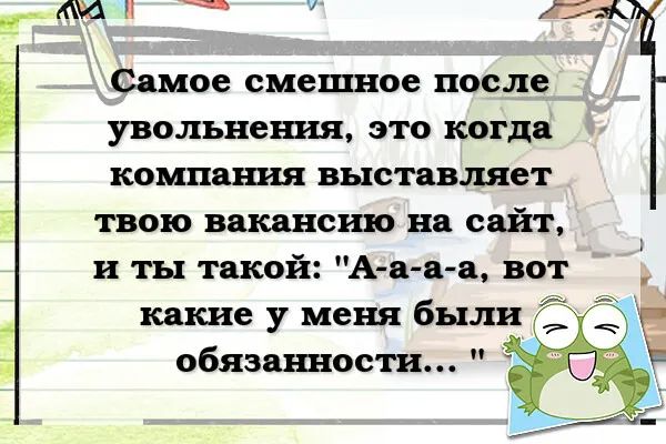 И Самое смешное после увольнения это когда компания выставляет твою вакансию на сайт и ты такой А аа а вот какие у меня были обязаъшости