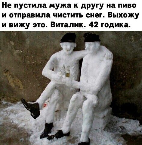 Не пустила мужа к другу на пиво и отправила чистить снег Выхожу и вижу это Виталик 42 годика