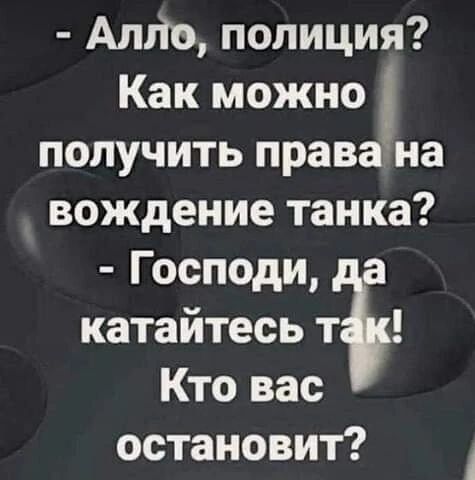 Алпо полиция Как можно получить права на вождение танка Господи а катайтесь т Кто вас остановит