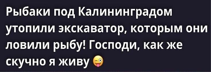 Рыбаки под Калининградом утопили экскаватор которым они ловили рыбу Господи как же скучно я живу О