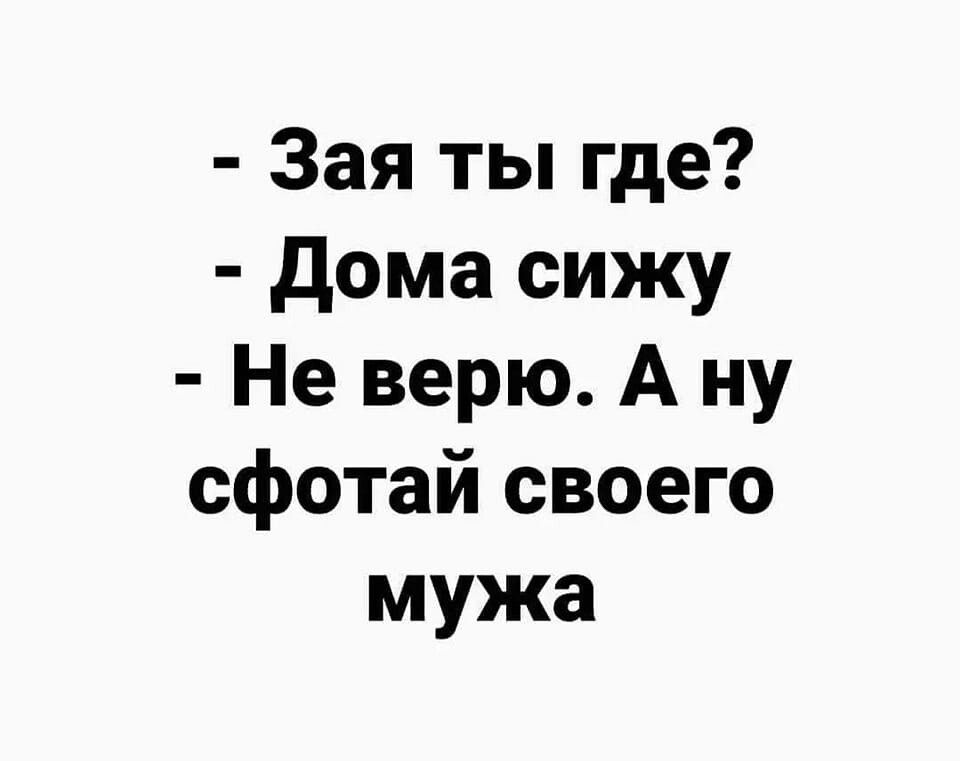 Зая ты где дома сижу Не верю А ну сфотай своего мужа