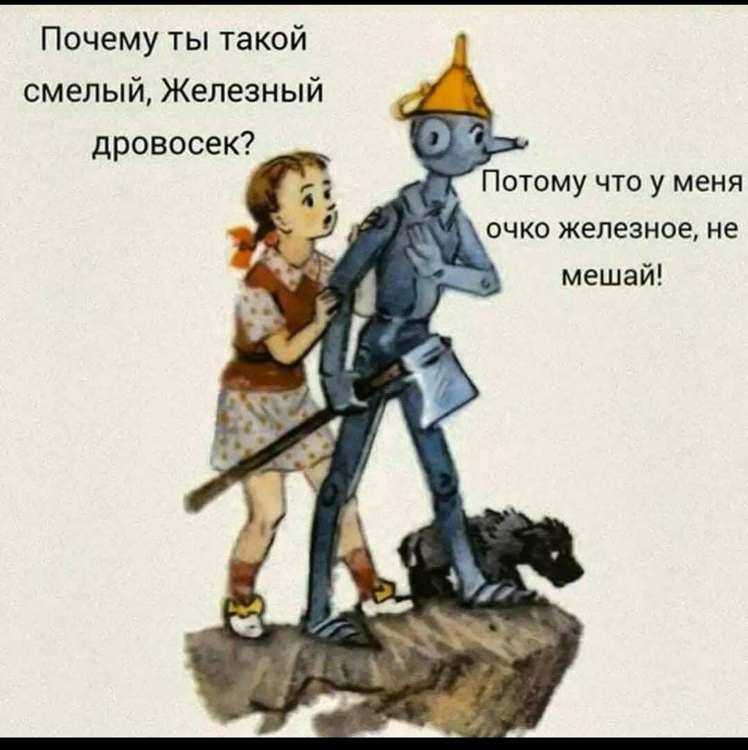 Почему ты такой смелый Железный дровосек Потому что у меня очко железное не
