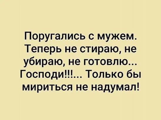 Поругались с мужем Теперь не стираю не убираю не готовлю Господи Только бы мириться не надумал