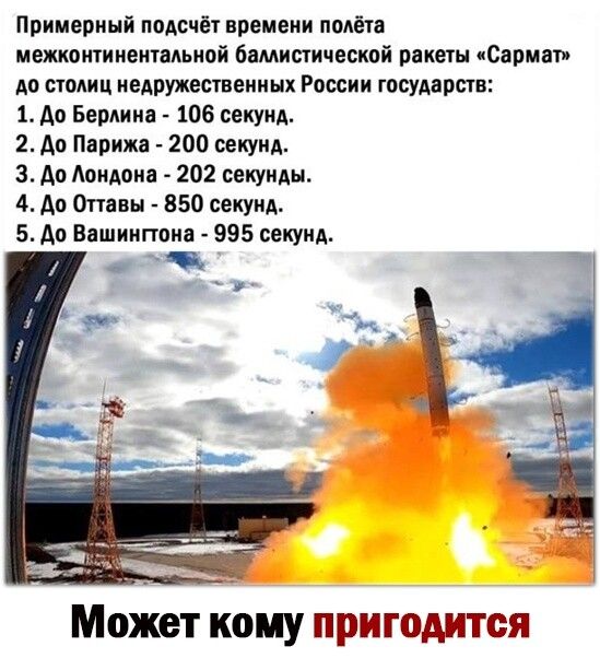 Ппимериый меч времени имён иикотииеичмьиой бщипической ракет центы Ао полип иедвУЖеывеиинх России гм управ ъ Ап Берии 106 секунд 2 до Парижа 100 секунд 3 А0 Мидии 202 свкуиды 4110 Опдвы 850 секуид 5 до Бишиипаин 585 секунд с Может кому пригодится