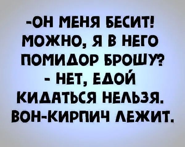 он меня весит можно я в него помидор БРОШУ нет едой киддться нельзя вон кирпич мэжит