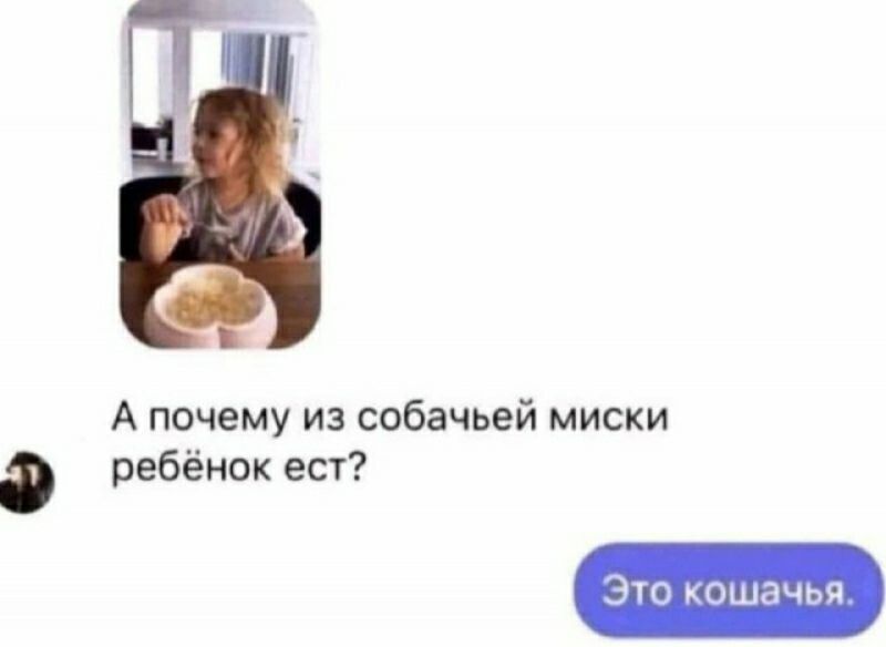А почему из собачьей миски ребёнок ест