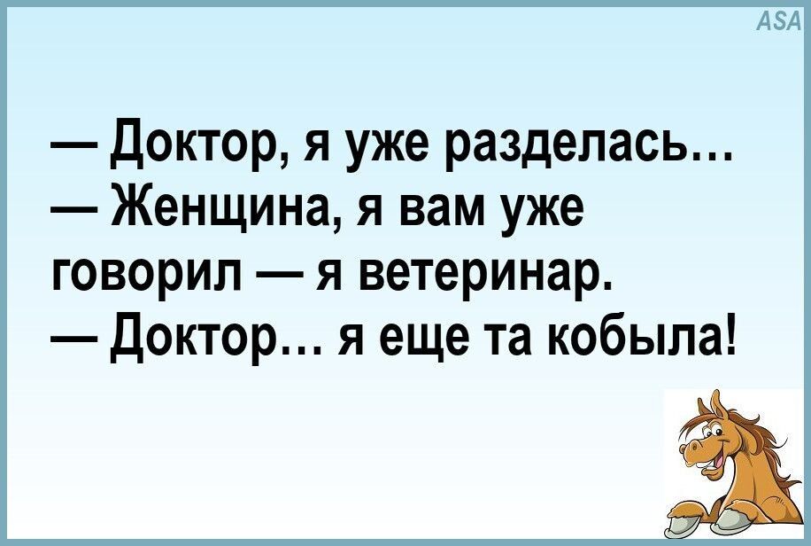 доктор я уже разделась Женщина я вам уже говорил я ветеринар Доктор я еще та кобыла