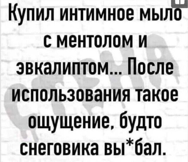 Купил интимное мылб с ментолом и эвкалиптом После использования такое ощущение будто снеговика выбал
