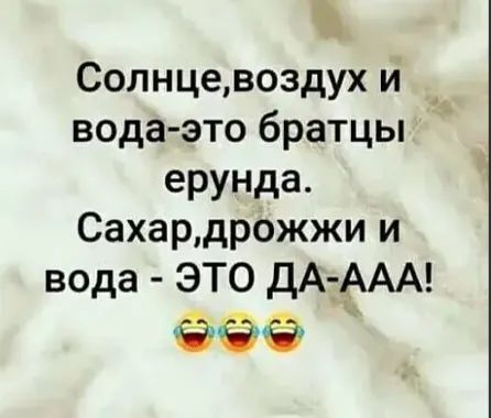 Солнцевоздух и вода это братцы А ерунда Сахардрожжи и вода ЭТО дАтдАА