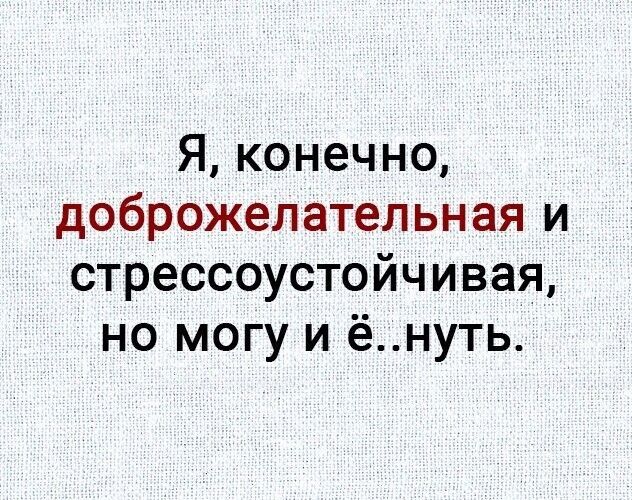 Я конечно доброжелательная и стрессоустойчивая но могу и ёнуть