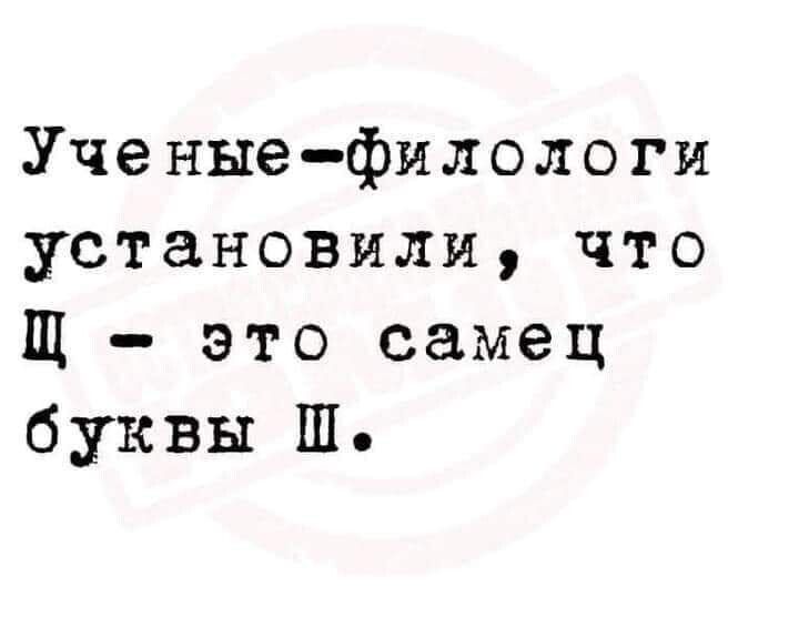 Ученыефилологи установили что Щ это самец буквы Ш