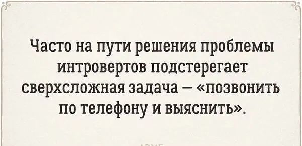 Часто на пути решения проблемы интровертов подстерегает сверхспожная задача позвонить по телефону и выяснить