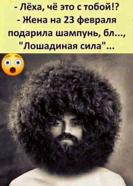 Лёха чё это с тобой Жена на 23 февраля подарила шампунь бл Лошадиная сила