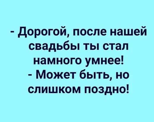 дорогой после нашей свадьбы ты стал намного умнее Может быть но слишком поздно