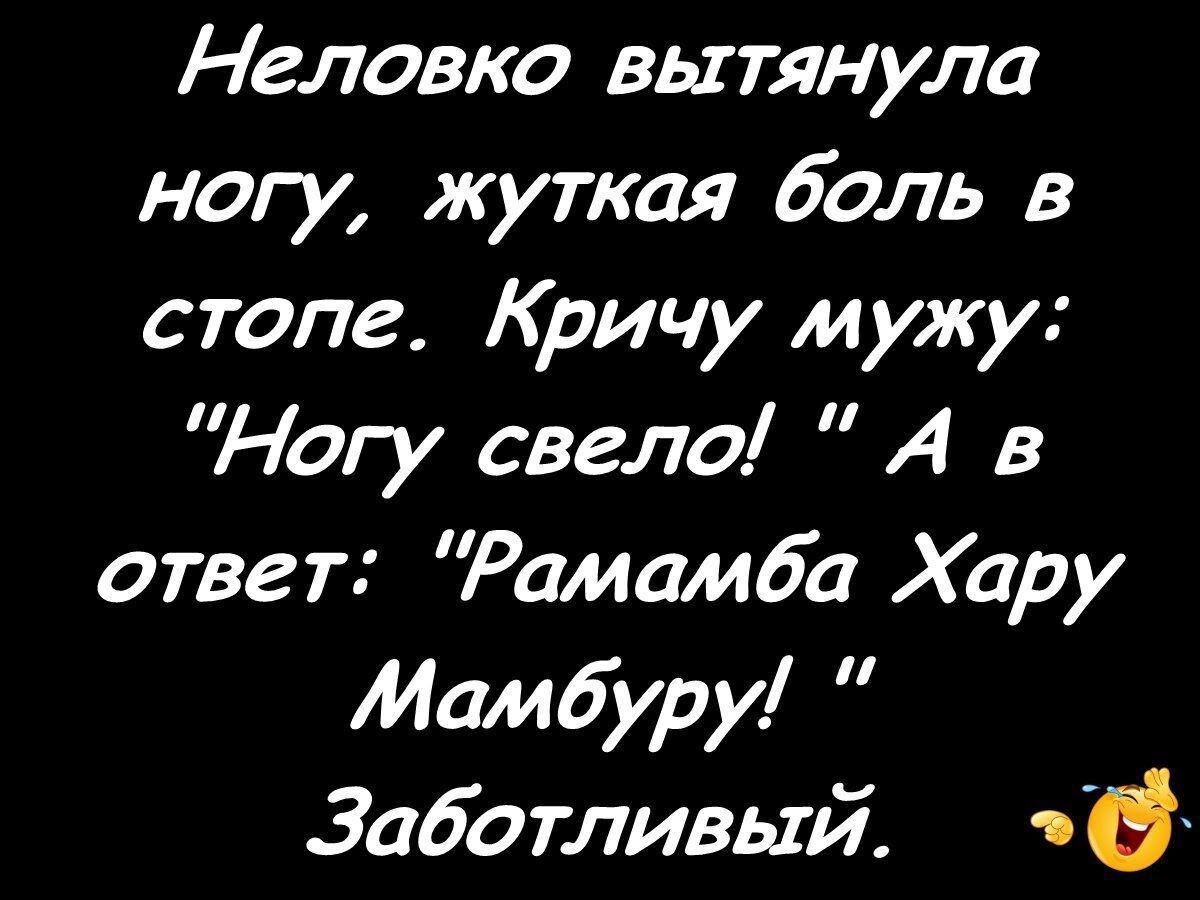 Неловко вытянула ногу жуткая боль в столе Кричу мужу Ногу свело А в ответ Рамамба Хару Мамбуру Заботливый 6